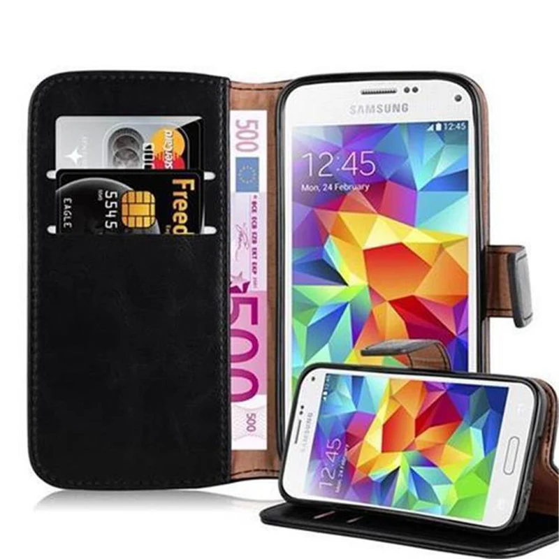 Cadorabo Hülle kompatibel mit Samsung Galaxy S5 MINI / S5 MINI DUOS Schutzhülle mit Magnetverschluss, Standfunktion und Kartenfach