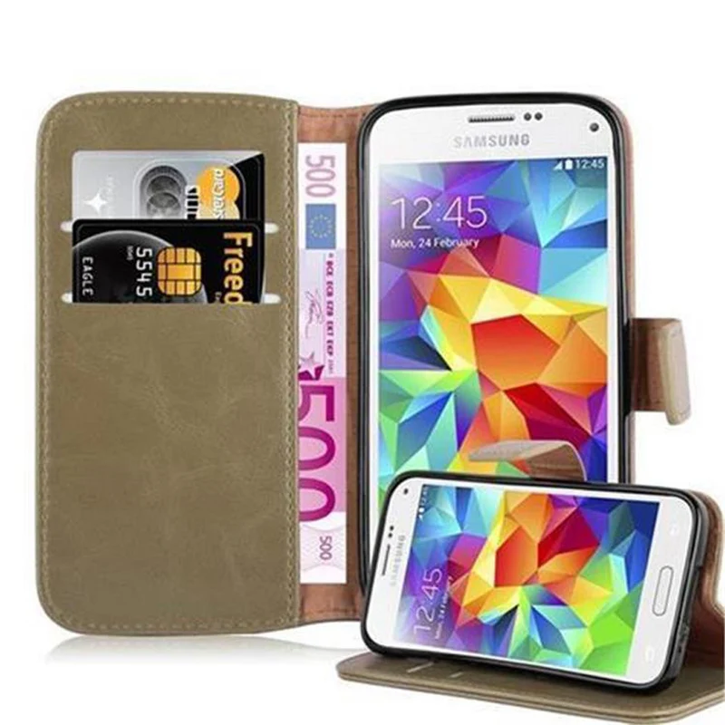 Cadorabo Hülle kompatibel mit Samsung Galaxy S5 MINI / S5 MINI DUOS Schutzhülle mit Magnetverschluss, Standfunktion und Kartenfach