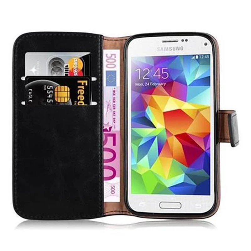 Cadorabo Hülle kompatibel mit Samsung Galaxy S5 MINI / S5 MINI DUOS Schutzhülle mit Magnetverschluss, Standfunktion und Kartenfach