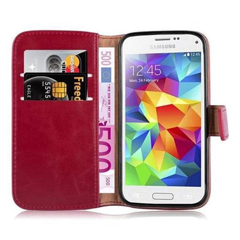Cadorabo Hülle kompatibel mit Samsung Galaxy S5 MINI / S5 MINI DUOS Schutzhülle mit Magnetverschluss, Standfunktion und Kartenfach