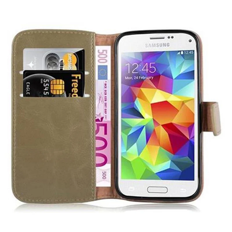 Cadorabo Hülle kompatibel mit Samsung Galaxy S5 MINI / S5 MINI DUOS Schutzhülle mit Magnetverschluss, Standfunktion und Kartenfach