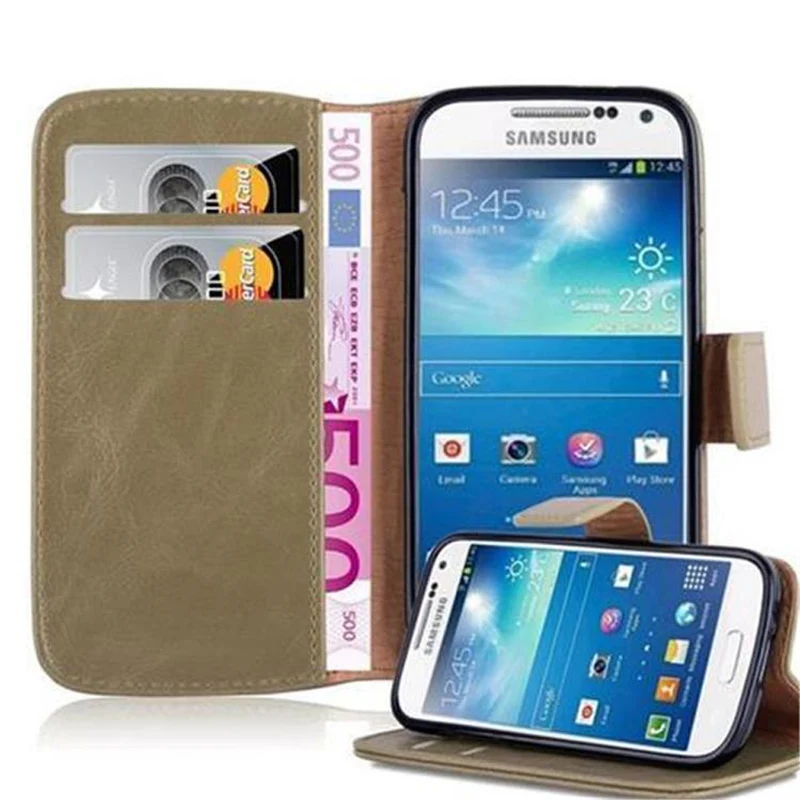Cadorabo Hülle kompatibel mit Samsung Galaxy S4 MINI Schutzhülle mit Magnetverschluss, Standfunktion und Kartenfach