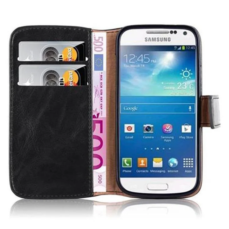 Cadorabo Hülle kompatibel mit Samsung Galaxy S4 MINI Schutzhülle mit Magnetverschluss, Standfunktion und Kartenfach