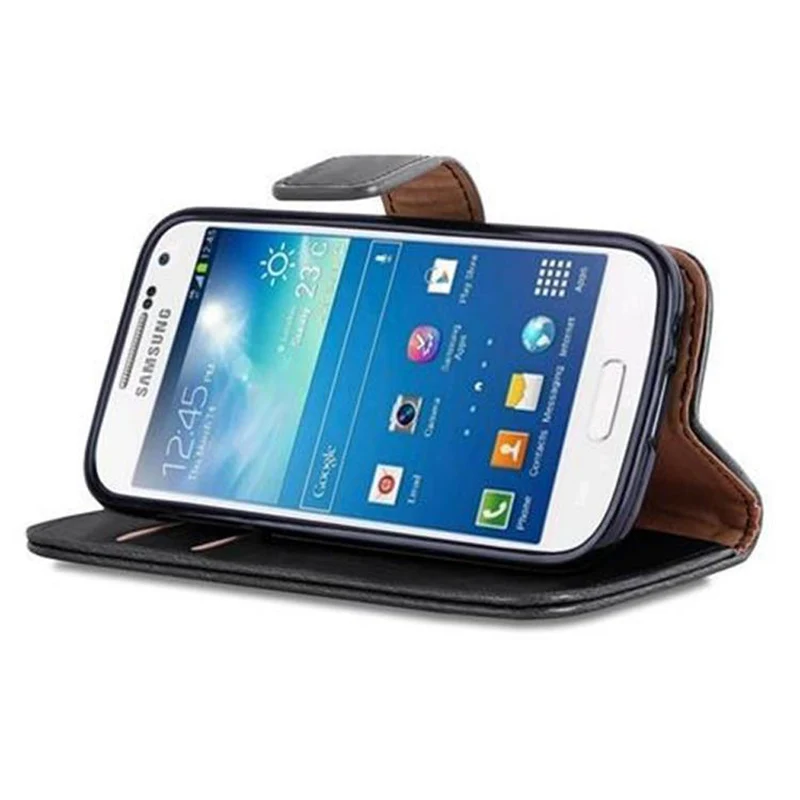 Cadorabo Hülle kompatibel mit Samsung Galaxy S4 MINI Schutzhülle mit Magnetverschluss, Standfunktion und Kartenfach