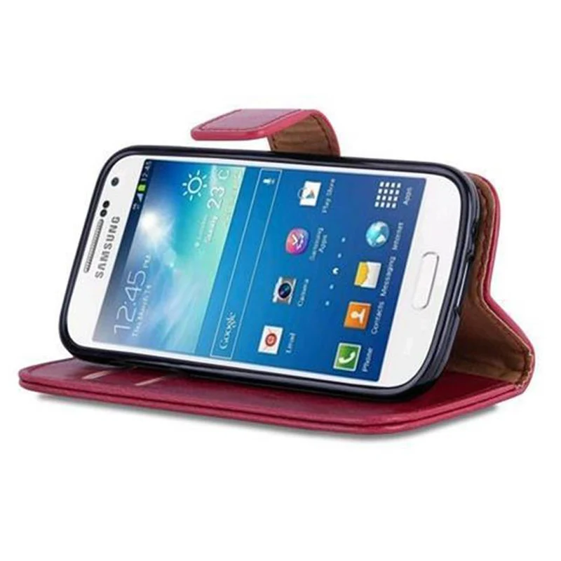 Cadorabo Hülle kompatibel mit Samsung Galaxy S4 MINI Schutzhülle mit Magnetverschluss, Standfunktion und Kartenfach