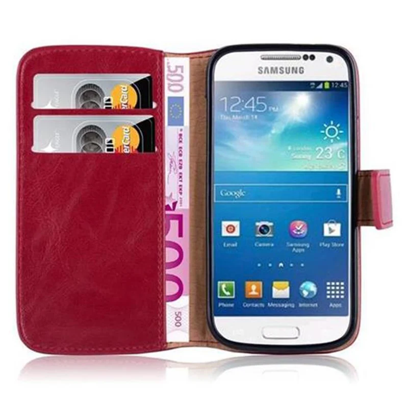 Cadorabo Hülle kompatibel mit Samsung Galaxy S4 MINI Schutzhülle mit Magnetverschluss, Standfunktion und Kartenfach