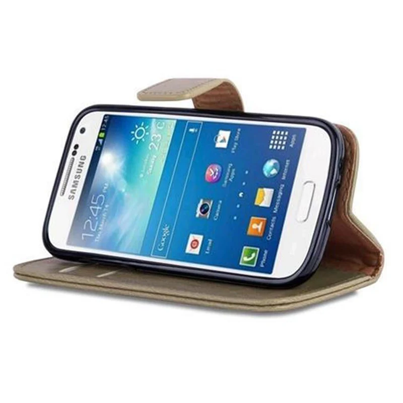 Cadorabo Hülle kompatibel mit Samsung Galaxy S4 MINI Schutzhülle mit Magnetverschluss, Standfunktion und Kartenfach
