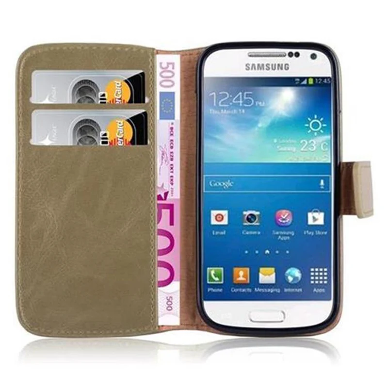 Cadorabo Hülle kompatibel mit Samsung Galaxy S4 MINI Schutzhülle mit Magnetverschluss, Standfunktion und Kartenfach