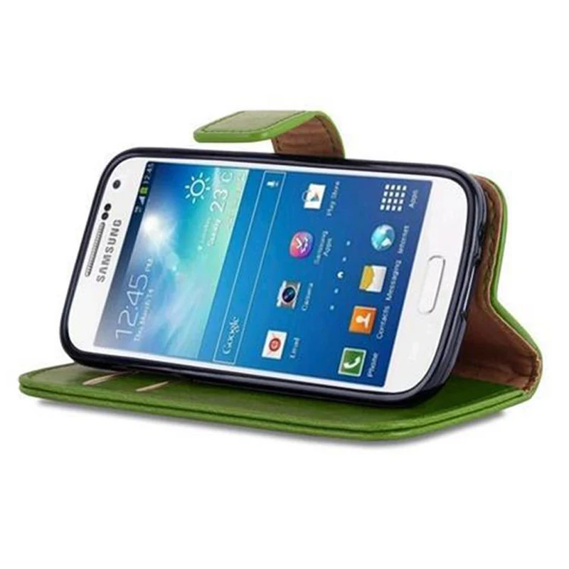 Cadorabo Hülle kompatibel mit Samsung Galaxy S4 MINI Schutzhülle mit Magnetverschluss, Standfunktion und Kartenfach