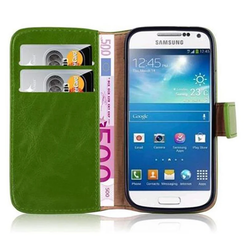 Cadorabo Hülle kompatibel mit Samsung Galaxy S4 MINI Schutzhülle mit Magnetverschluss, Standfunktion und Kartenfach