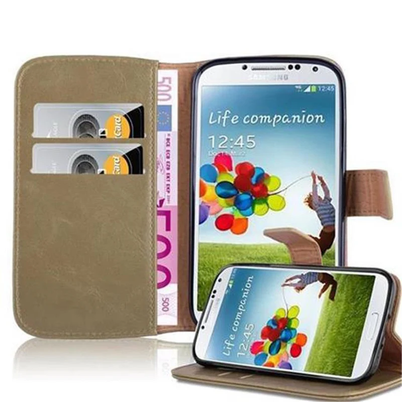 Cadorabo Hülle kompatibel mit Samsung Galaxy S4 Schutzhülle mit Magnetverschluss, Standfunktion und Kartenfach