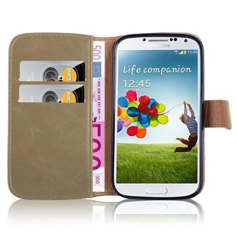Cadorabo Hülle kompatibel mit Samsung Galaxy S4 Schutzhülle mit Magnetverschluss, Standfunktion und Kartenfach
