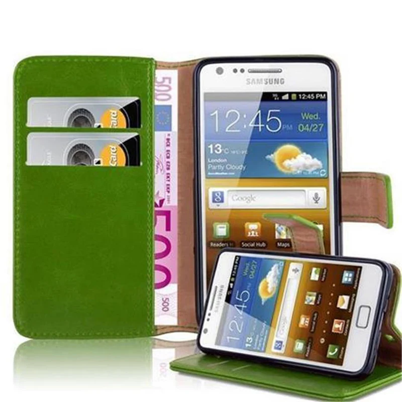 Cadorabo Hülle kompatibel mit Samsung Galaxy S2 / S2 PLUS Schutzhülle mit Magnetverschluss, Standfunktion und Kartenfach