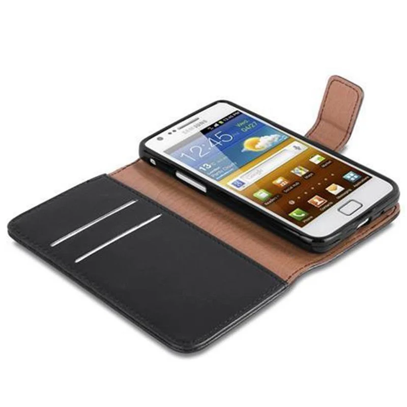 Cadorabo Hülle kompatibel mit Samsung Galaxy S2 / S2 PLUS Schutzhülle mit Magnetverschluss, Standfunktion und Kartenfach