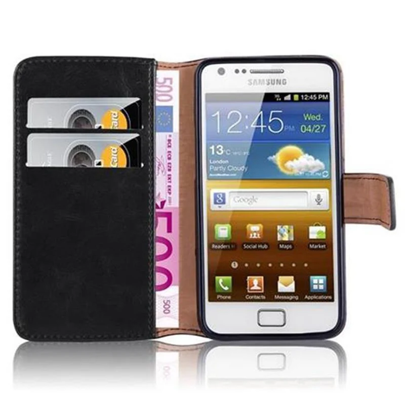 Cadorabo Hülle kompatibel mit Samsung Galaxy S2 / S2 PLUS Schutzhülle mit Magnetverschluss, Standfunktion und Kartenfach