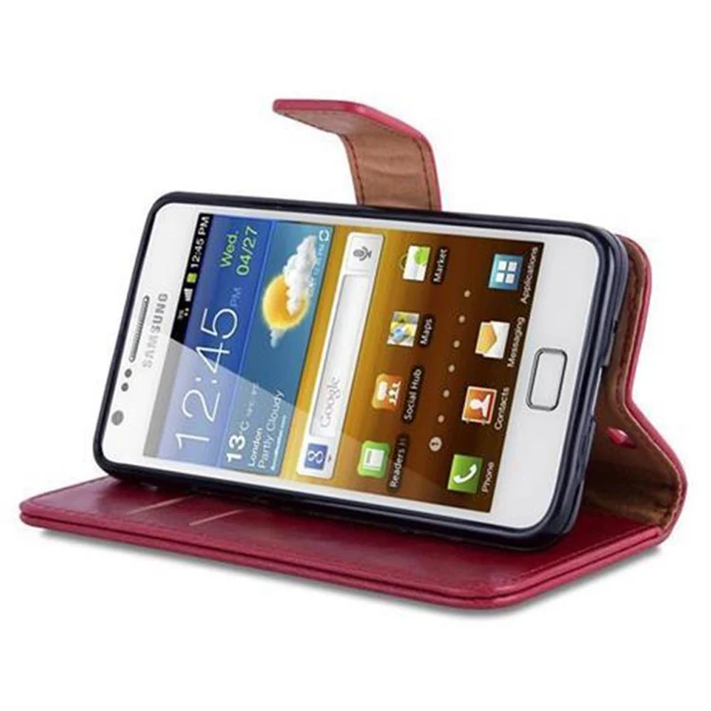 Cadorabo Hülle kompatibel mit Samsung Galaxy S2 / S2 PLUS Schutzhülle mit Magnetverschluss, Standfunktion und Kartenfach