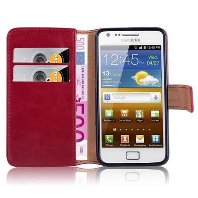 Cadorabo Hülle kompatibel mit Samsung Galaxy S2 / S2 PLUS Schutzhülle mit Magnetverschluss, Standfunktion und Kartenfach