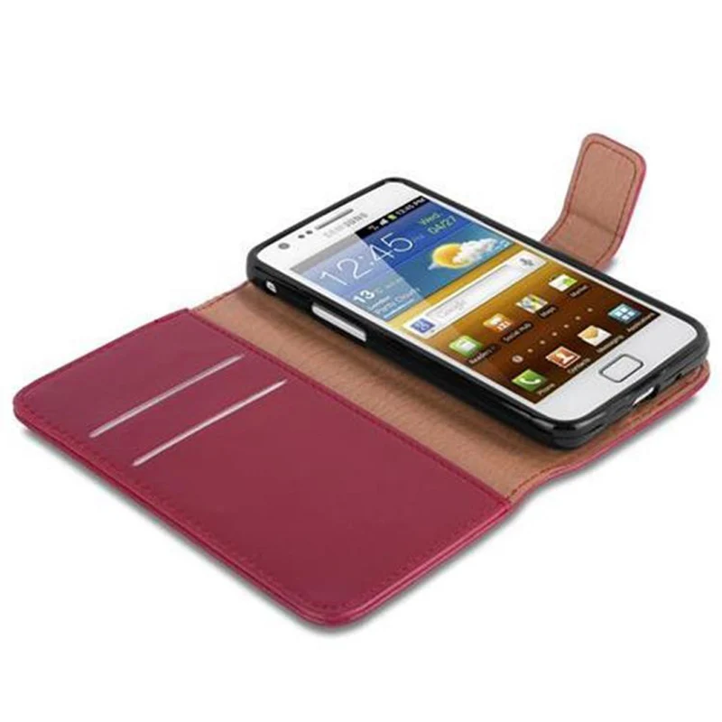 Cadorabo Hülle kompatibel mit Samsung Galaxy S2 / S2 PLUS Schutzhülle mit Magnetverschluss, Standfunktion und Kartenfach