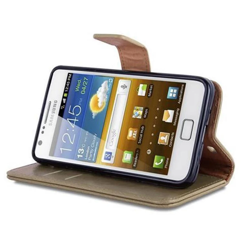 Cadorabo Hülle kompatibel mit Samsung Galaxy S2 / S2 PLUS Schutzhülle mit Magnetverschluss, Standfunktion und Kartenfach