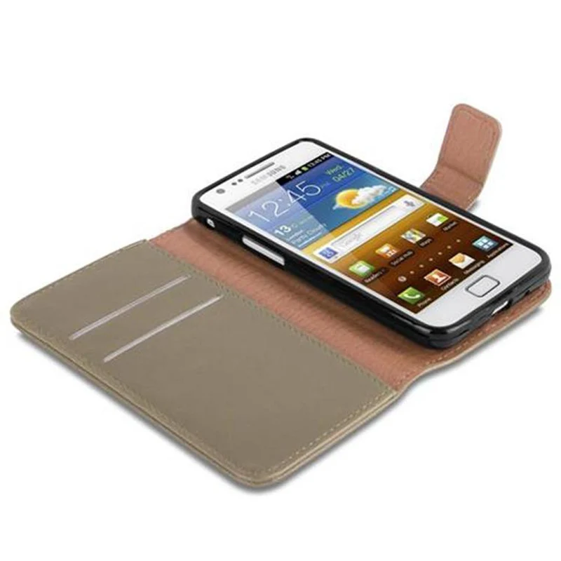 Cadorabo Hülle kompatibel mit Samsung Galaxy S2 / S2 PLUS Schutzhülle mit Magnetverschluss, Standfunktion und Kartenfach