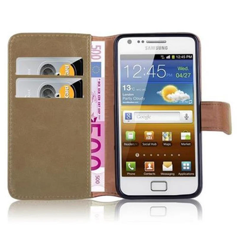 Cadorabo Hülle kompatibel mit Samsung Galaxy S2 / S2 PLUS Schutzhülle mit Magnetverschluss, Standfunktion und Kartenfach