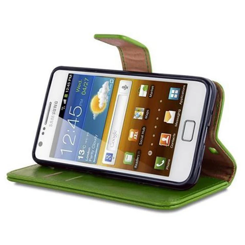 Cadorabo Hülle kompatibel mit Samsung Galaxy S2 / S2 PLUS Schutzhülle mit Magnetverschluss, Standfunktion und Kartenfach