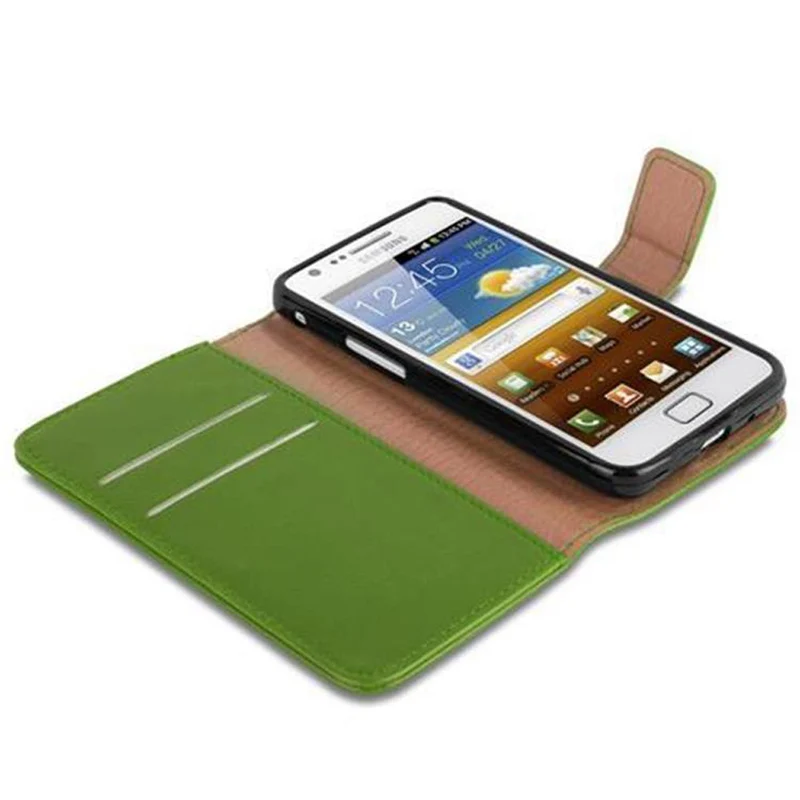 Cadorabo Hülle kompatibel mit Samsung Galaxy S2 / S2 PLUS Schutzhülle mit Magnetverschluss, Standfunktion und Kartenfach