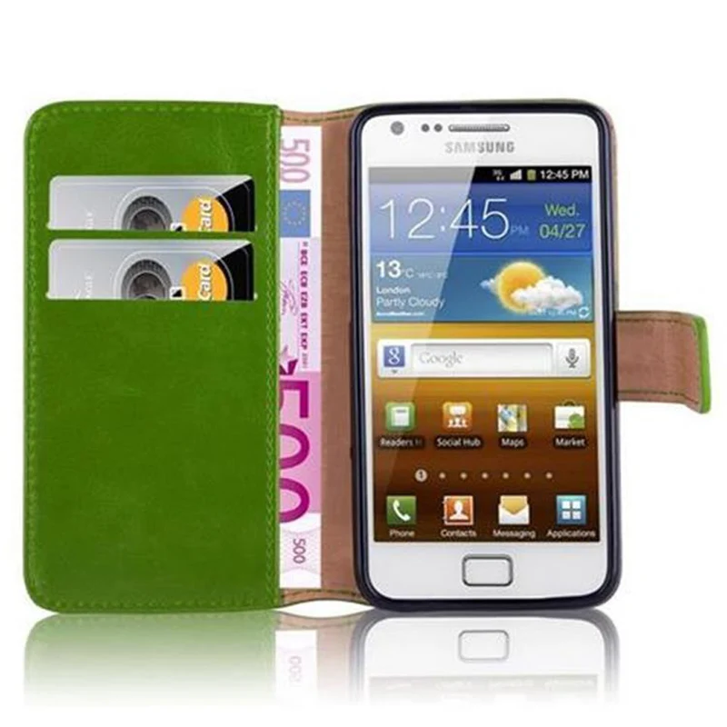 Cadorabo Hülle kompatibel mit Samsung Galaxy S2 / S2 PLUS Schutzhülle mit Magnetverschluss, Standfunktion und Kartenfach