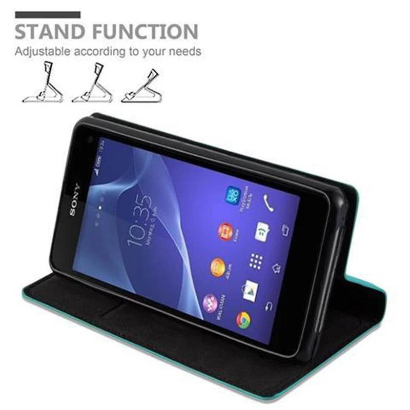 Cadorabo Hülle kompatibel mit Sony Xperia Z1 COMPACT Schutzhülle mit Magnetverschluss, Standfunktion und Kartenfach