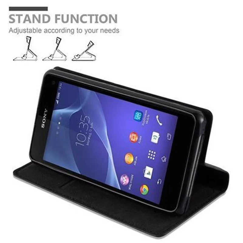 Cadorabo Hülle kompatibel mit Sony Xperia Z1 COMPACT Schutzhülle mit Magnetverschluss, Standfunktion und Kartenfach