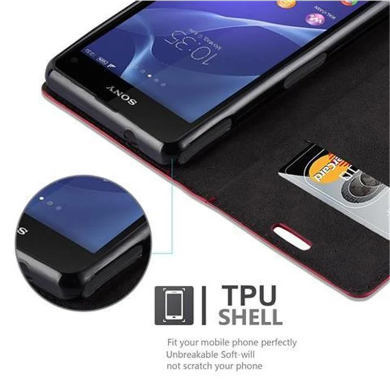 Cadorabo Hülle kompatibel mit Sony Xperia Z1 COMPACT Schutzhülle mit Magnetverschluss, Standfunktion und Kartenfach