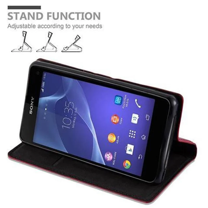 Cadorabo Hülle kompatibel mit Sony Xperia Z1 COMPACT Schutzhülle mit Magnetverschluss, Standfunktion und Kartenfach