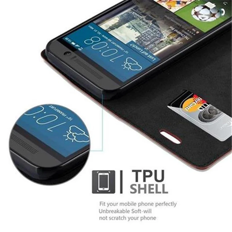 Cadorabo Hülle kompatibel mit HTC ONE M9 Schutzhülle mit Magnetverschluss, Standfunktion und Kartenfach