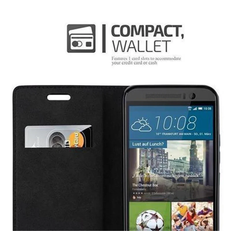 Cadorabo Hülle kompatibel mit HTC ONE M9 Schutzhülle mit Magnetverschluss, Standfunktion und Kartenfach