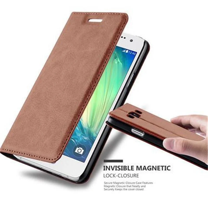 Cadorabo Hülle kompatibel mit Samsung Galaxy A3 2015 Schutzhülle mit Magnetverschluss, Standfunktion und Kartenfach