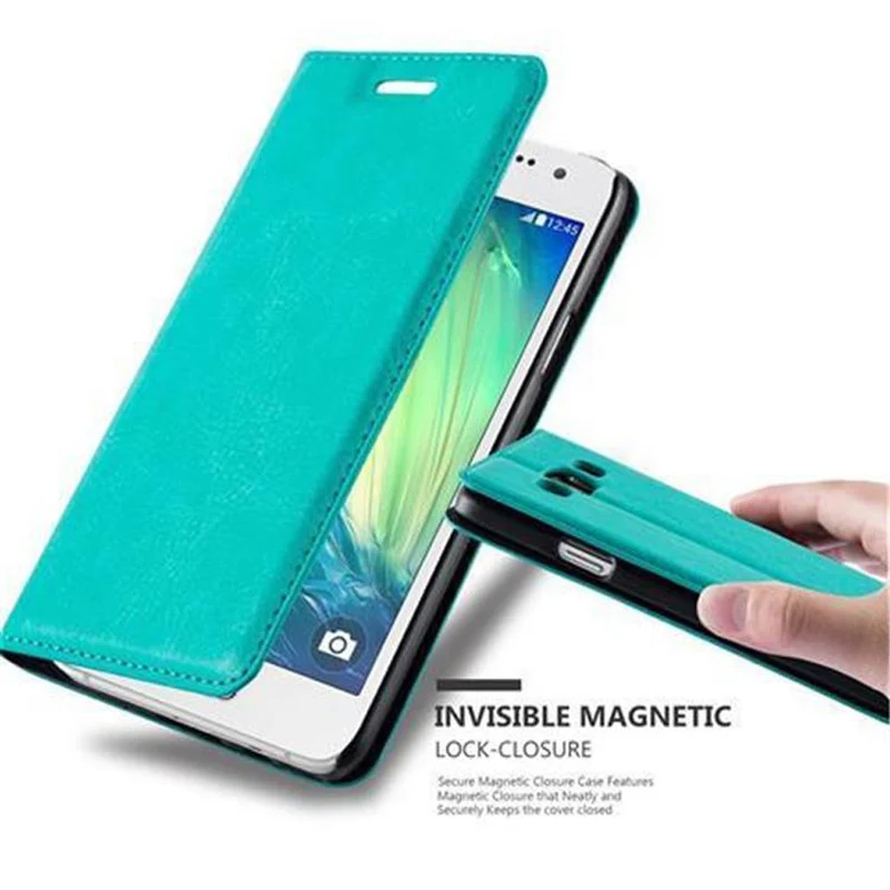 Cadorabo Hülle kompatibel mit Samsung Galaxy A3 2015 Schutzhülle mit Magnetverschluss, Standfunktion und Kartenfach