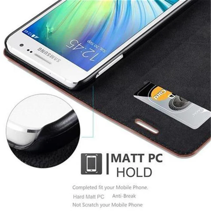 Cadorabo Hülle kompatibel mit Samsung Galaxy A3 2015 Schutzhülle mit Magnetverschluss, Standfunktion und Kartenfach
