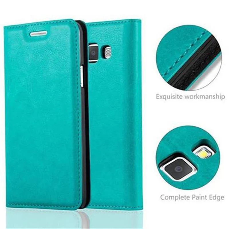 Cadorabo Hülle kompatibel mit Samsung Galaxy A3 2015 Schutzhülle mit Magnetverschluss, Standfunktion und Kartenfach