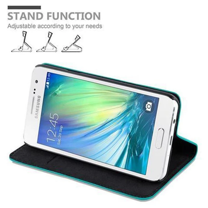 Cadorabo Hülle kompatibel mit Samsung Galaxy A3 2015 Schutzhülle mit Magnetverschluss, Standfunktion und Kartenfach