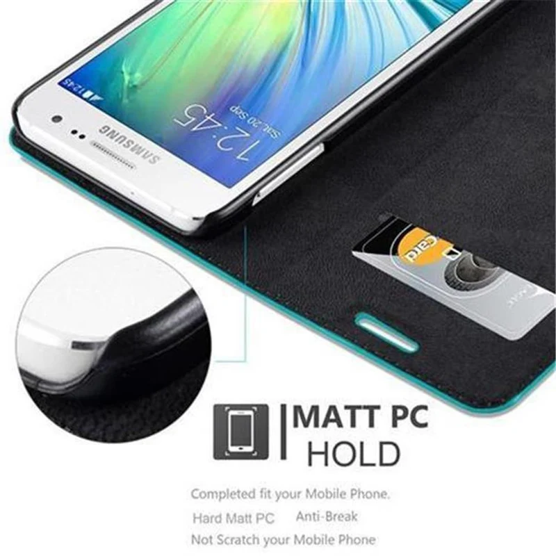 Cadorabo Hülle kompatibel mit Samsung Galaxy A3 2015 Schutzhülle mit Magnetverschluss, Standfunktion und Kartenfach