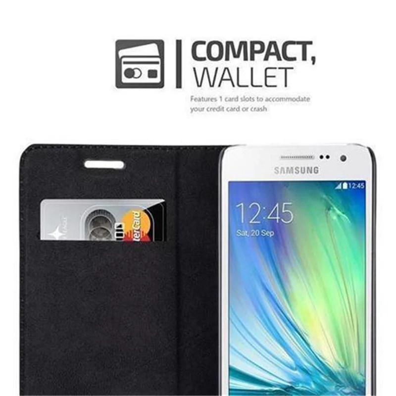 Cadorabo Hülle kompatibel mit Samsung Galaxy A3 2015 Schutzhülle mit Magnetverschluss, Standfunktion und Kartenfach