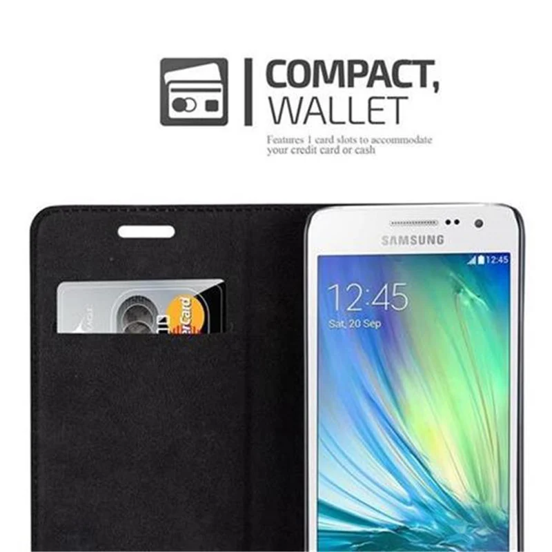 Cadorabo Hülle kompatibel mit Samsung Galaxy A3 2015 Schutzhülle mit Magnetverschluss, Standfunktion und Kartenfach
