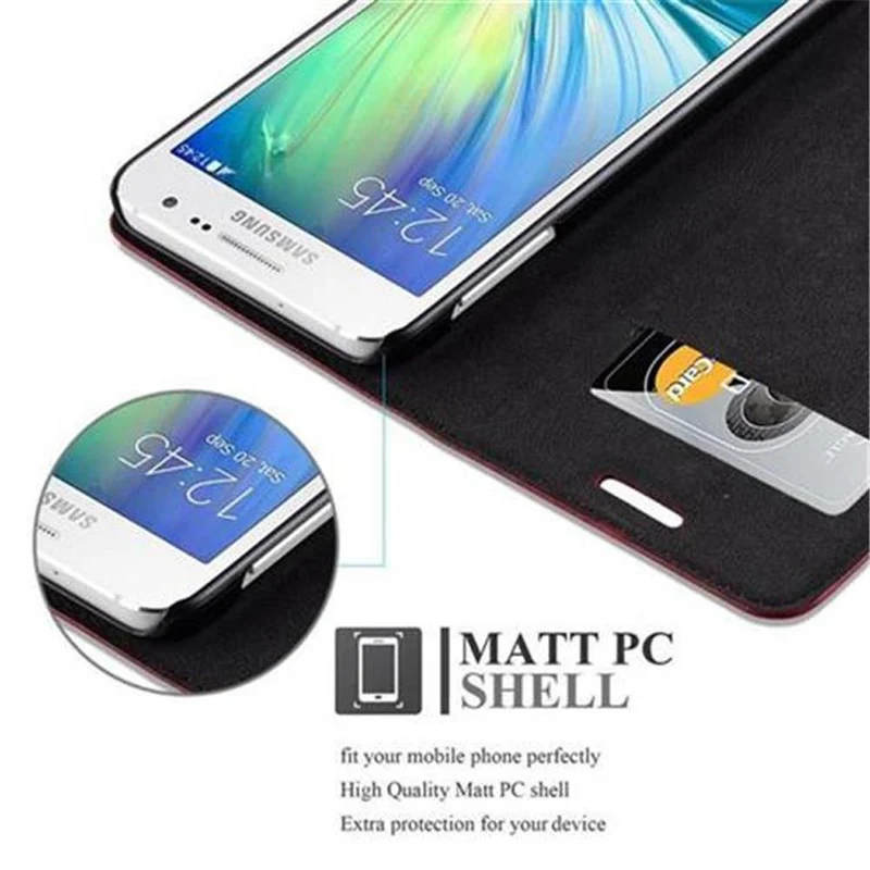 Cadorabo Hülle kompatibel mit Samsung Galaxy A3 2015 Schutzhülle mit Magnetverschluss, Standfunktion und Kartenfach