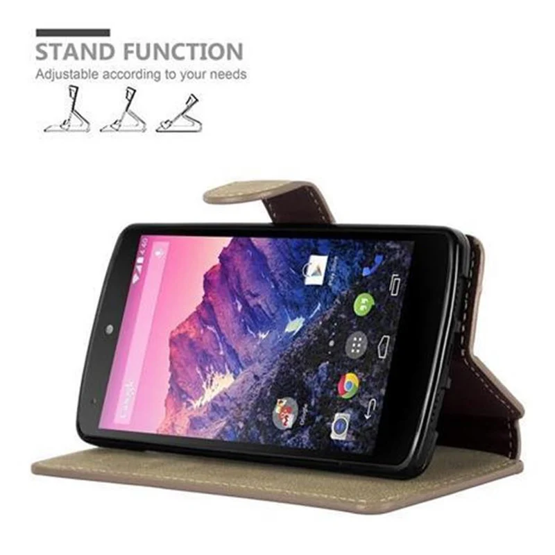 Cadorabo Hülle kompatibel mit LG Google NEXUS 5 Schutzhülle mit Standfunktion und Kartenfach im Retro Design