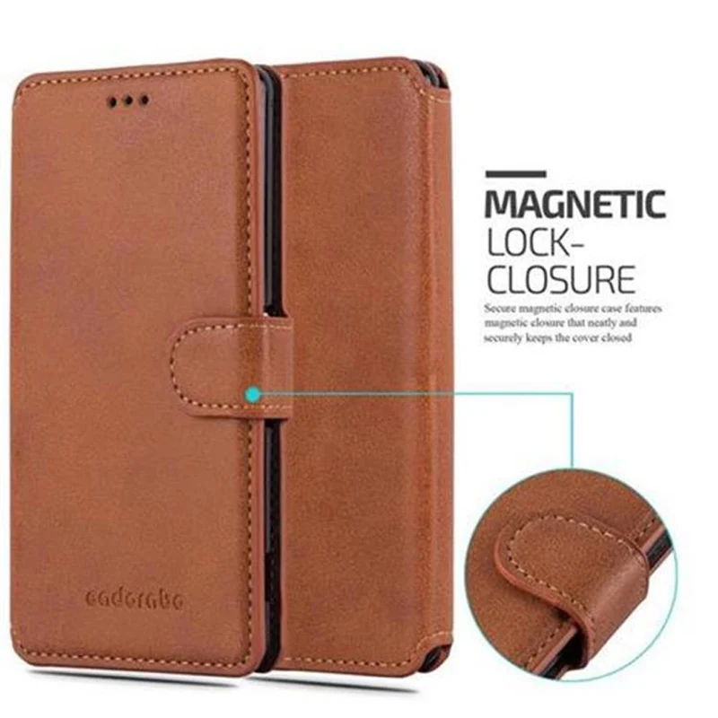 Cadorabo Hülle kompatibel mit Sony Xperia Z3 Schutzhülle mit Standfunktion und Kartenfach im Retro Design
