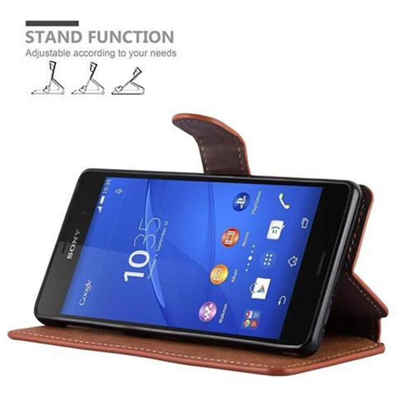 Cadorabo Hülle kompatibel mit Sony Xperia Z3 Schutzhülle mit Standfunktion und Kartenfach im Retro Design