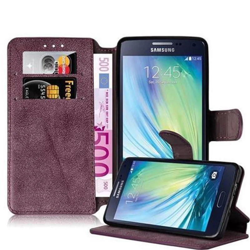 Cadorabo Hülle kompatibel mit Samsung Galaxy A5 2015 Schutzhülle mit Standfunktion und Kartenfach im Retro Design