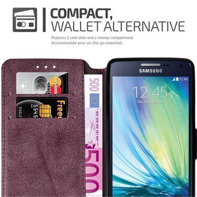 Cadorabo Hülle kompatibel mit Samsung Galaxy A5 2015 Schutzhülle mit Standfunktion und Kartenfach im Retro Design