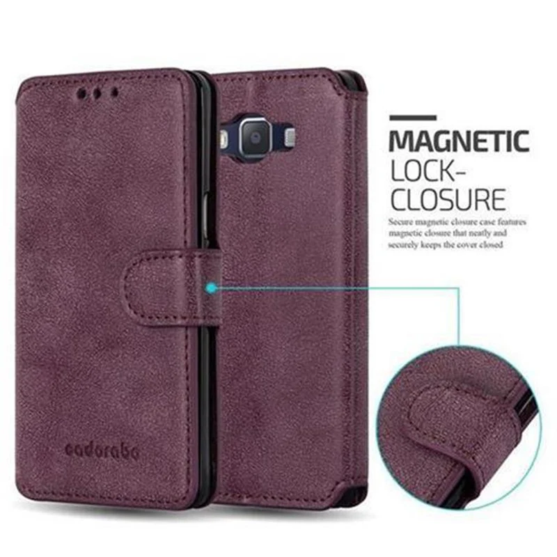 Cadorabo Hülle kompatibel mit Samsung Galaxy A5 2015 Schutzhülle mit Standfunktion und Kartenfach im Retro Design