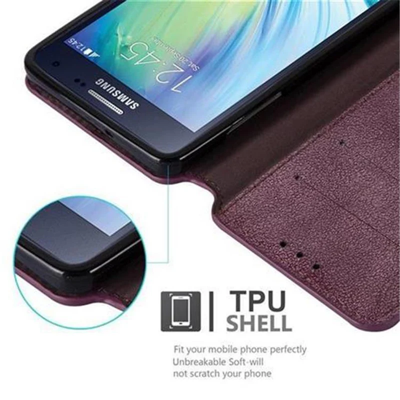 Cadorabo Hülle kompatibel mit Samsung Galaxy A5 2015 Schutzhülle mit Standfunktion und Kartenfach im Retro Design